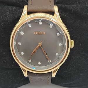 FOSSIL BQ3393 Women's Brown Leather Analog Dial Quartz Genuine Wrist Watch BC50
